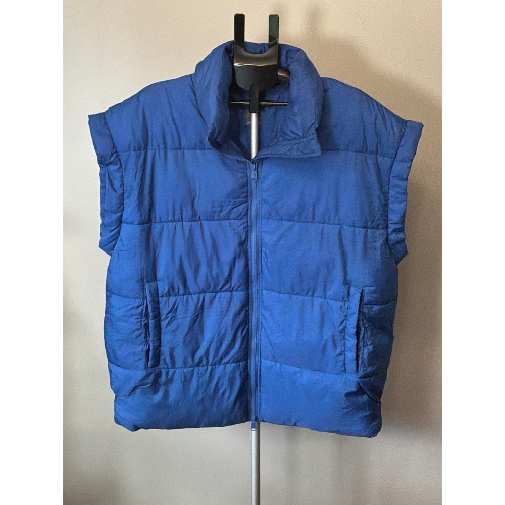 FP Movement Puffer Vest Women's Large Blue Quilted Oversized Gorpcore